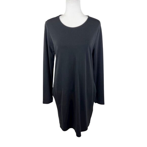 H&M Dress Women Medium Black Solid Long Sleeve Midi Solid Pockets Basics Casual - Picture 1 of 11